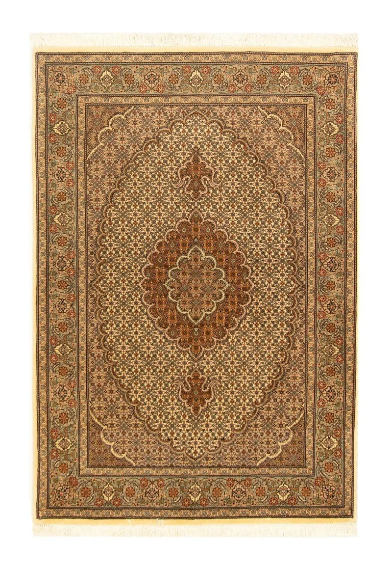 Täbriz - 50 Raj Teppich 102x150cm - Perserteppich - beige