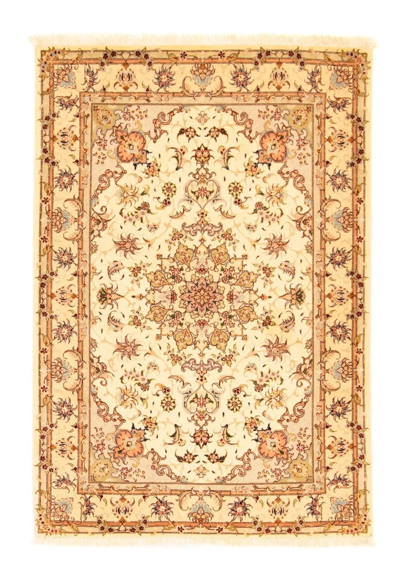 Täbriz - 50 Raj Teppich 102x150cm - Perserteppich - beige