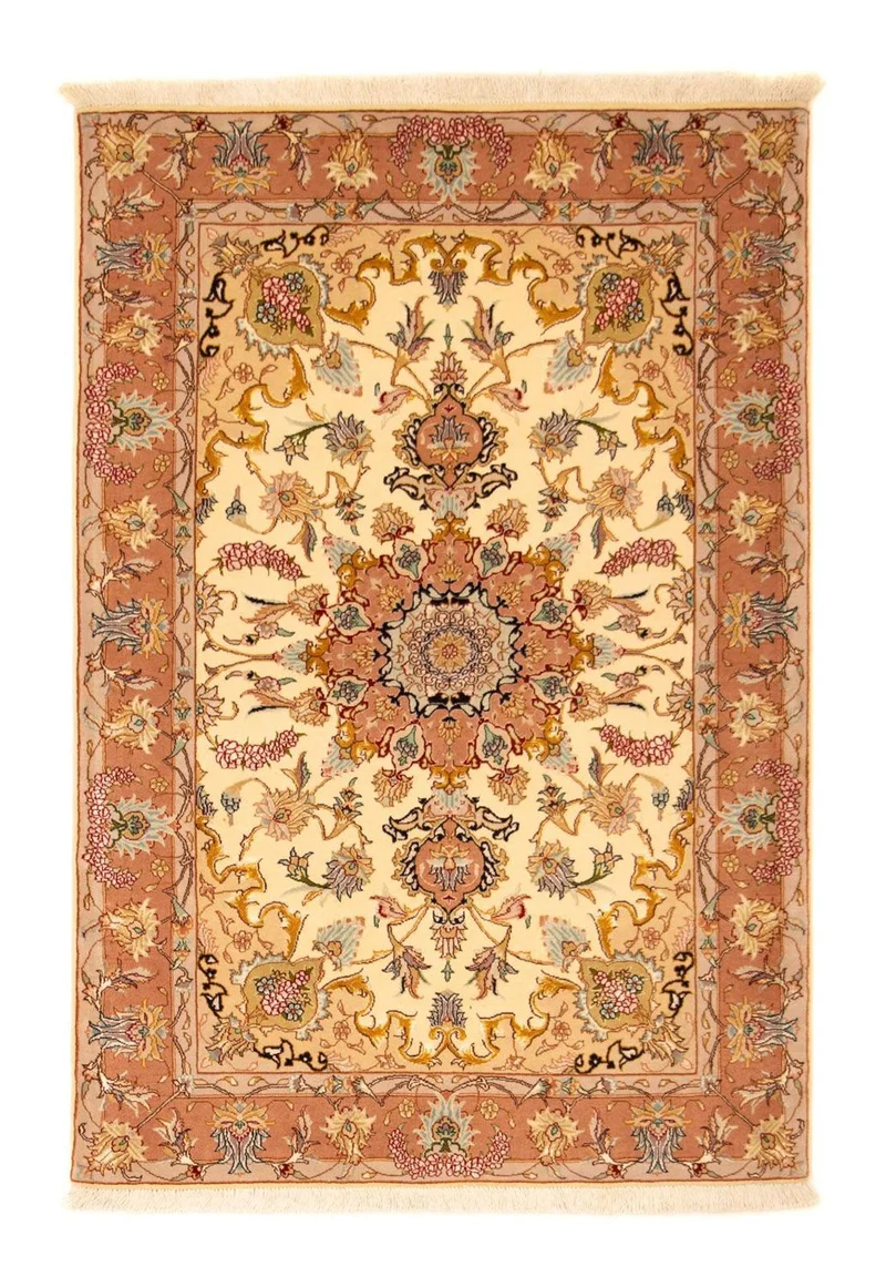 Täbriz - 50 Raj Teppich 101x150cm - Perserteppich - beige