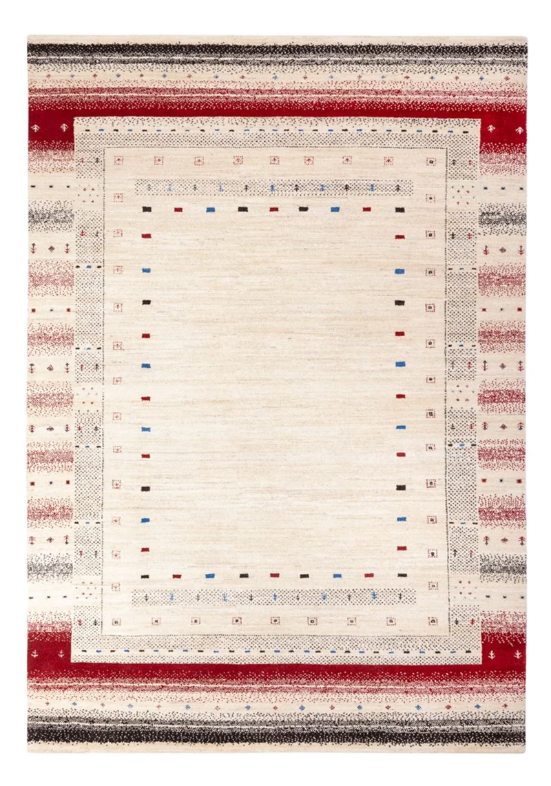 Indo Loribaft Teppich 168x242cm - Wollteppich - creme