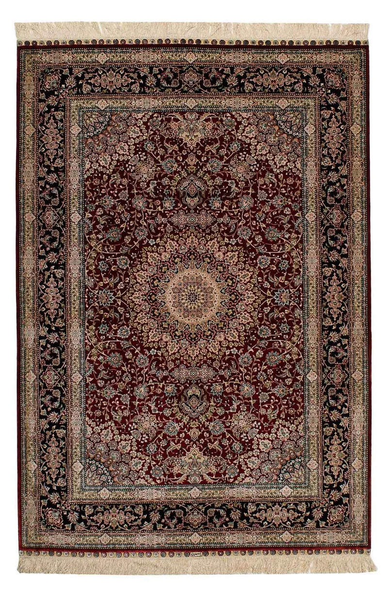 China Seide Teppich 122x183cm - Orientteppich - dunkelrot