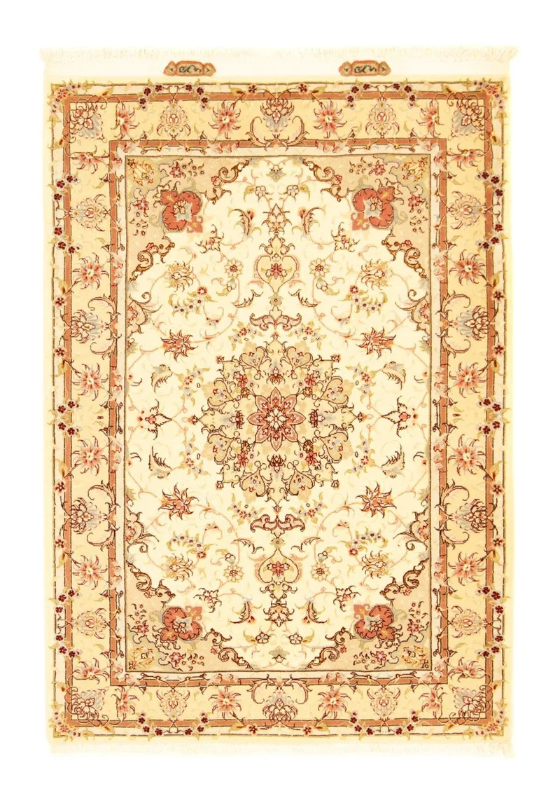 Täbriz - 50 Raj Teppich 102x148cm - Perserteppich - beige