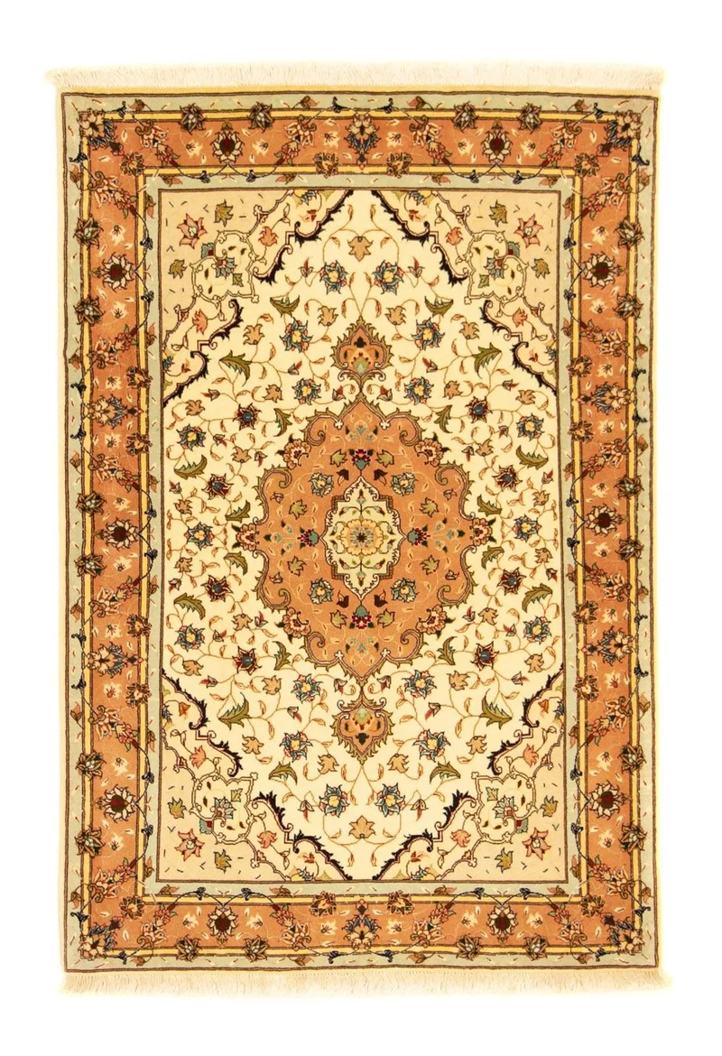 Täbriz - 50 Raj Teppich 100x150cm - Perserteppich - beige