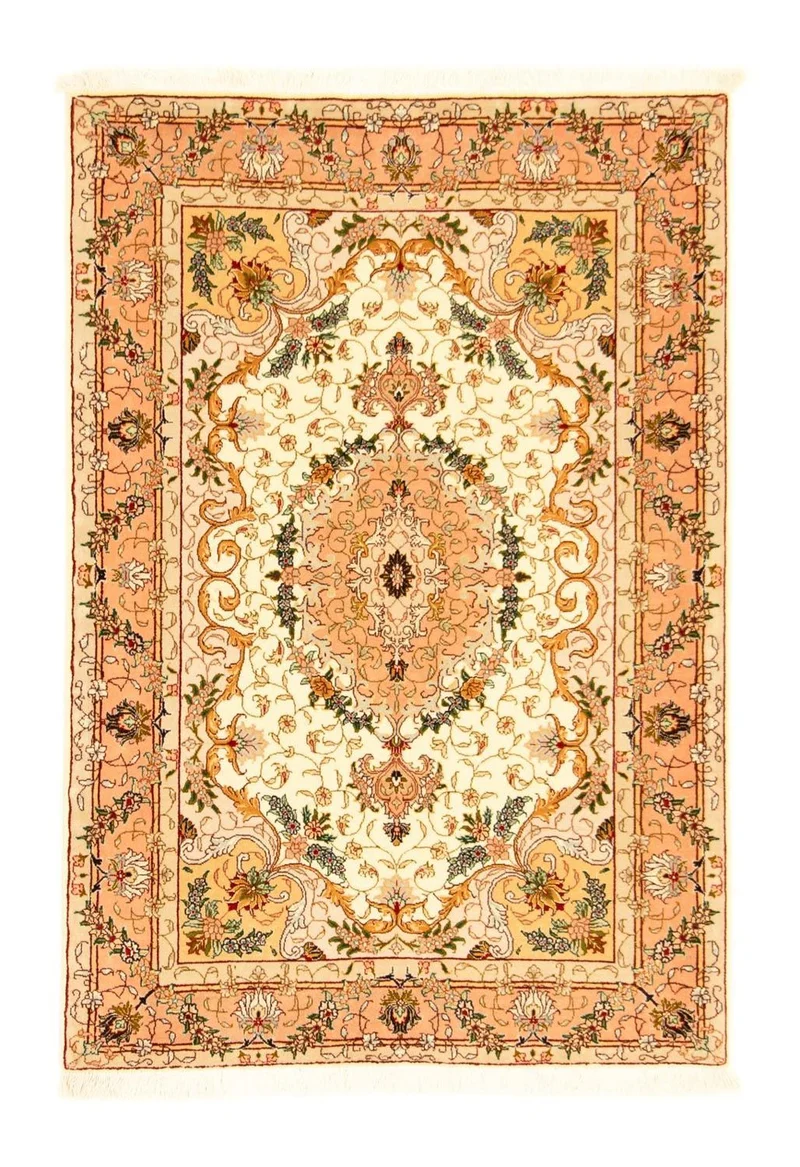 Täbriz - 50 Raj Teppich 100x150cm - Perserteppich - beige