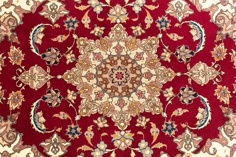 Täbriz - 50 Raj Teppich 100x150cm - Perserteppich - rot