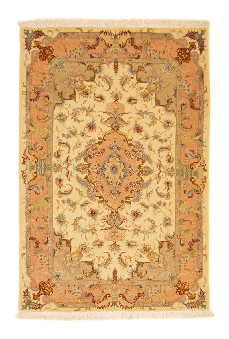 Täbriz - 50 Raj Teppich 100x150cm - Perserteppich - beige