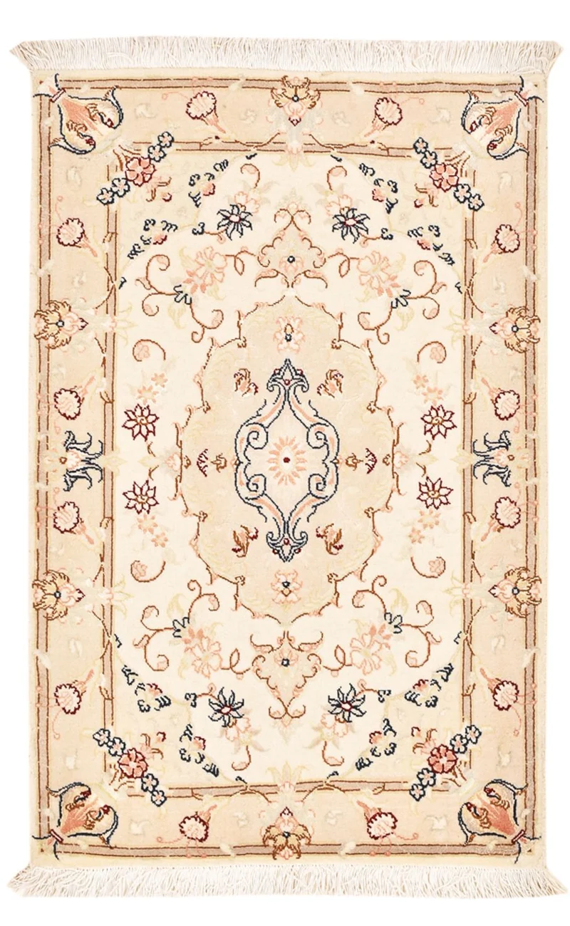 Täbriz - 50 Raj Teppich 60x90cm - Perserteppich - hellbeige