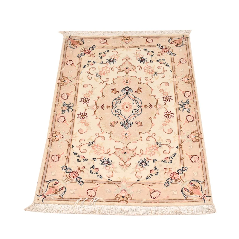 Täbriz - 50 Raj Teppich 60x90cm - Perserteppich - hellbeige