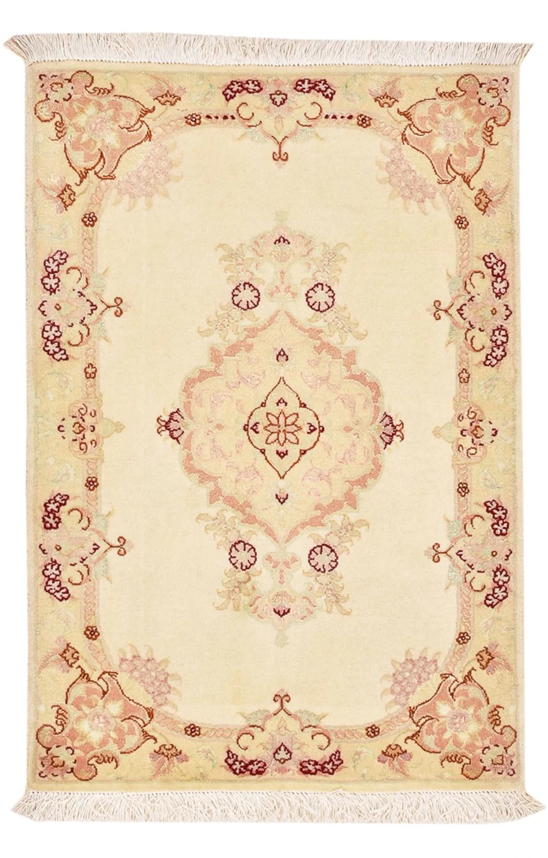 Täbriz - 50 Raj Teppich 60x90cm - Perserteppich - hellbeige