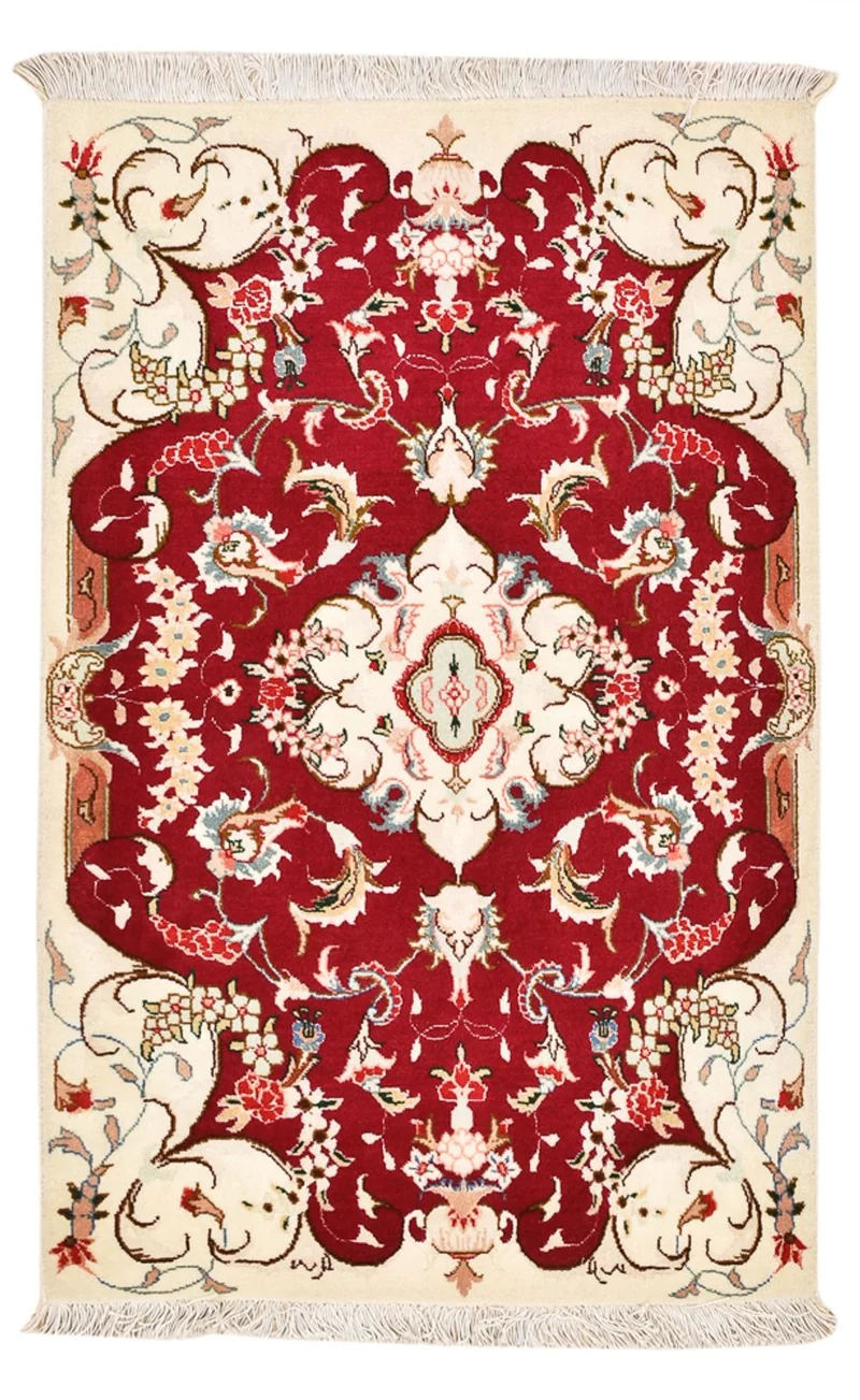 Täbriz - 50 Raj Teppich 60x90cm - Perserteppich - rot