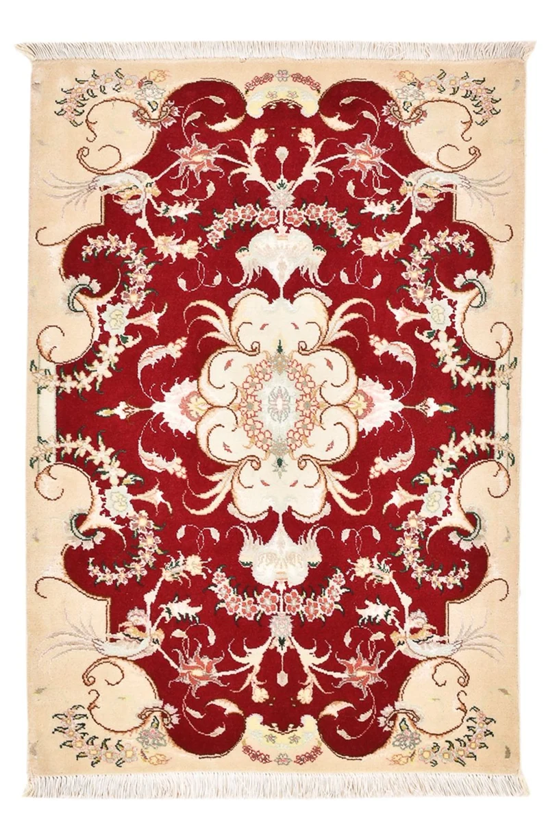 Täbriz - 50 Raj Teppich 60x90cm - Perserteppich - rot