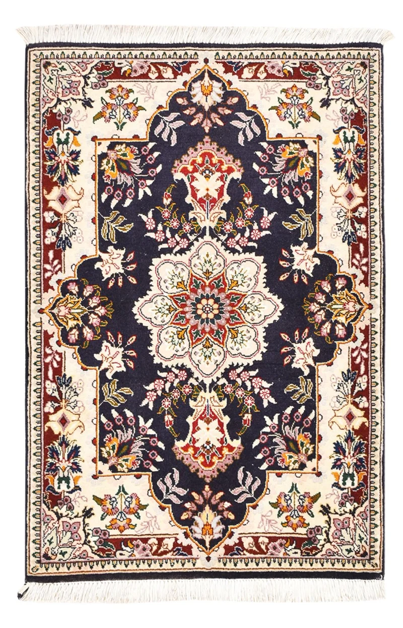 Täbriz - 50 Raj Teppich 60x90cm - Perserteppich - dunkelblau