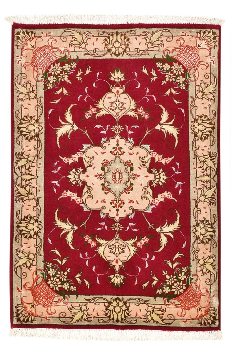 Täbriz - 50 Raj Teppich 60x90cm - Perserteppich - rot