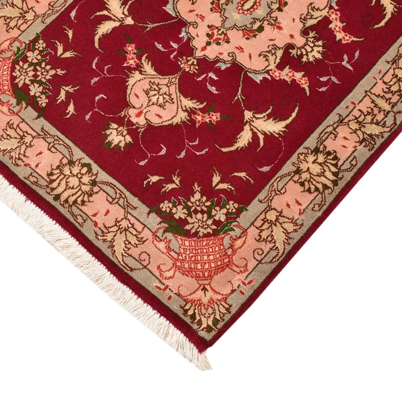 Täbriz - 50 Raj Teppich 60x90cm - Perserteppich - rot