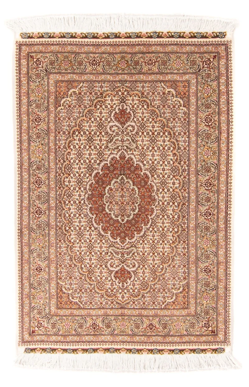 Täbriz - 50 Raj Teppich 75x130cm - Perserteppich - beige