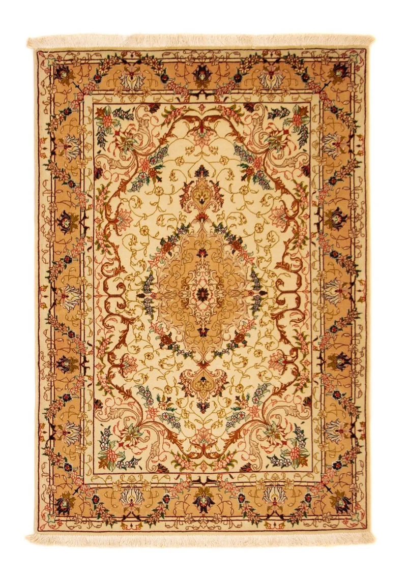 Täbriz - 50 Raj Teppich 101x148cm - Perserteppich - beige