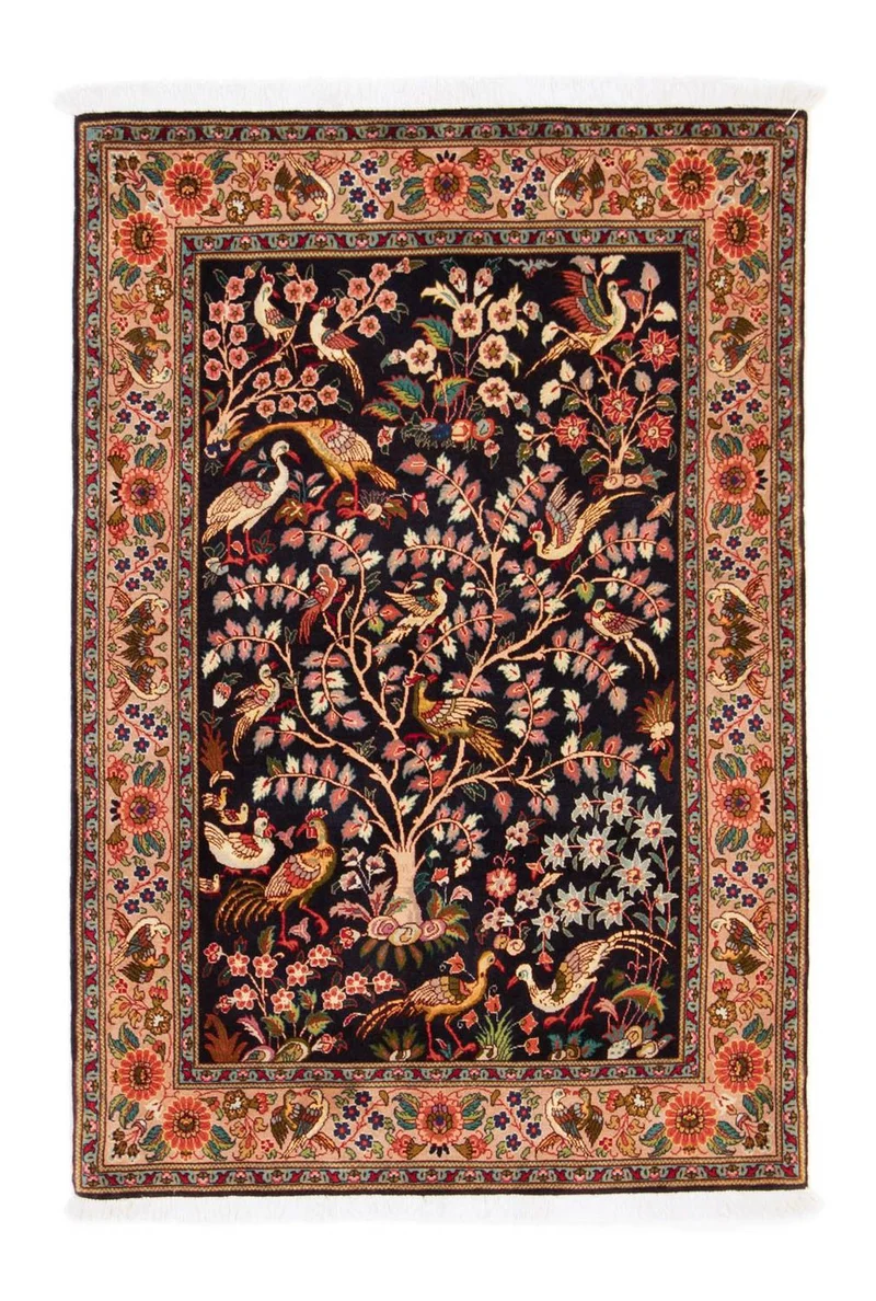 Täbriz - 50 Raj Teppich 100x148cm - Perserteppich - dunkelblau