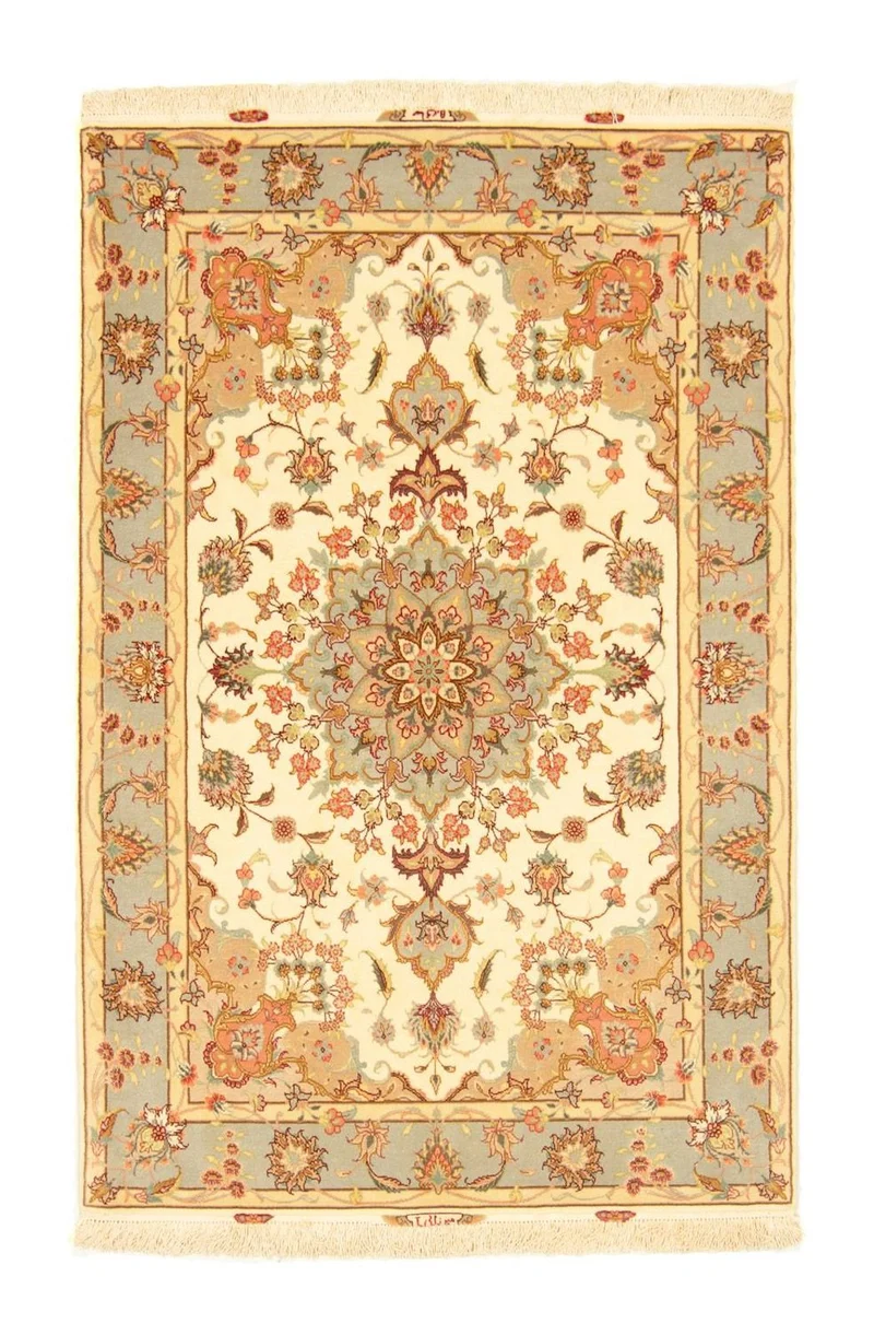 Täbriz - 50 Raj Teppich 100x154cm - Perserteppich - beige