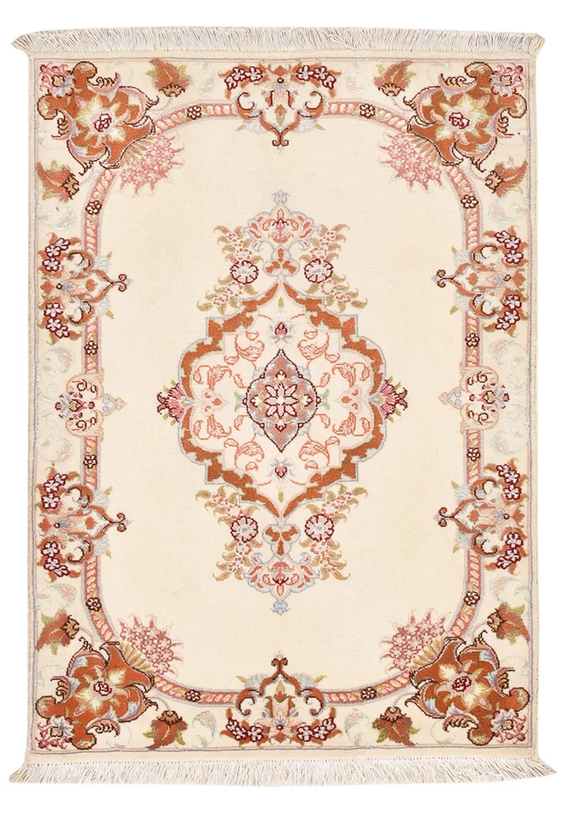 Täbriz - 50 Raj Teppich 60x90cm - Perserteppich - creme