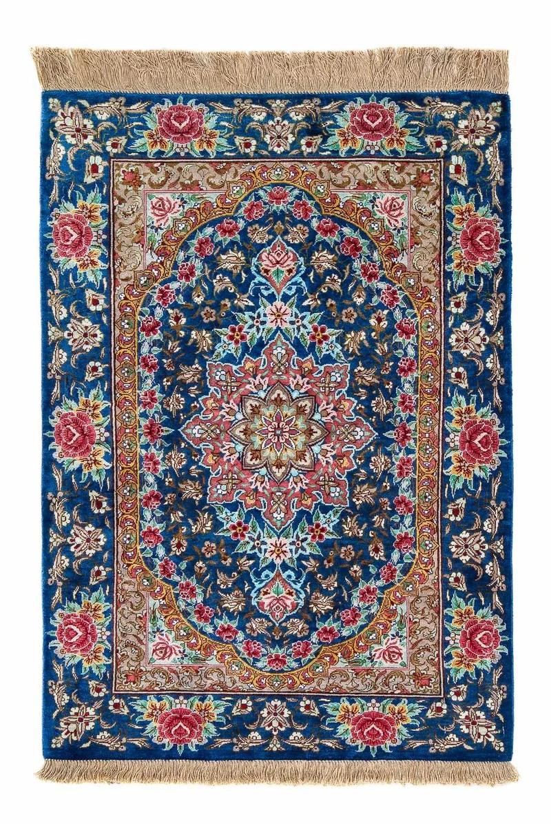 Ghom Teppich 55x80cm - Perserteppich - dunkelblau