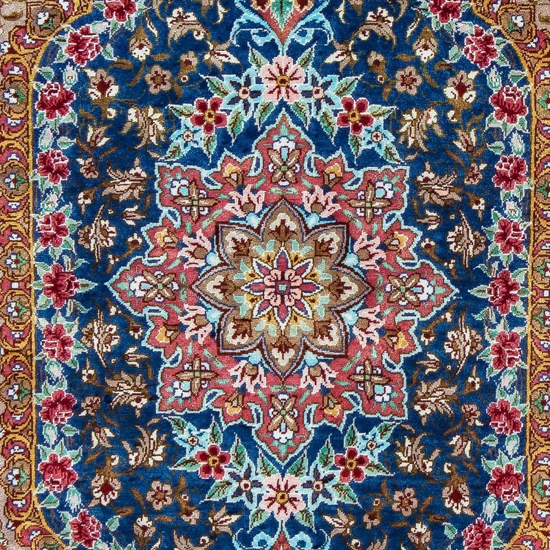 Ghom Teppich 55x80cm - Perserteppich - dunkelblau