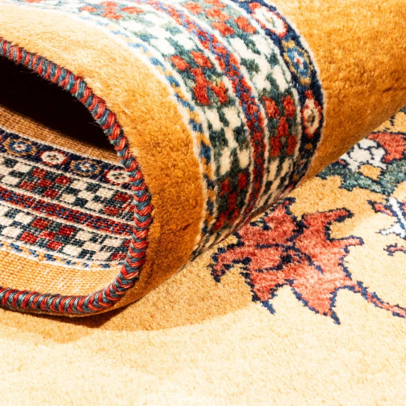 Gabbeh Persisch Teppich 105x148cm - Perserteppich Wollteppich - gold