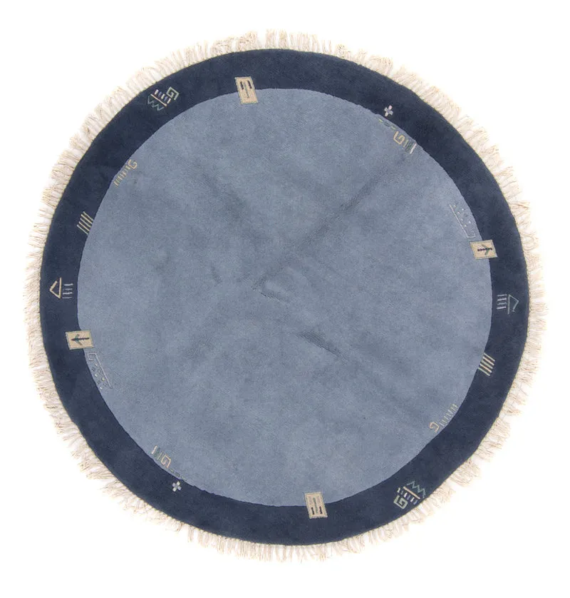 Nepal Teppich 197x197cm - Wollteppich - blau