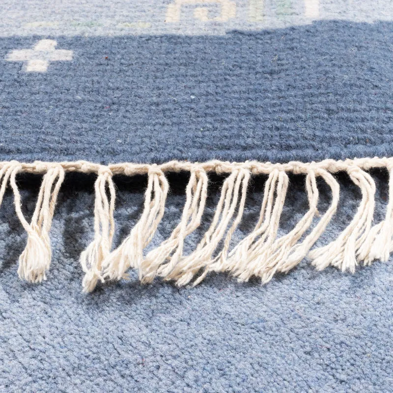 Nepal Teppich 197x197cm - Wollteppich - blau