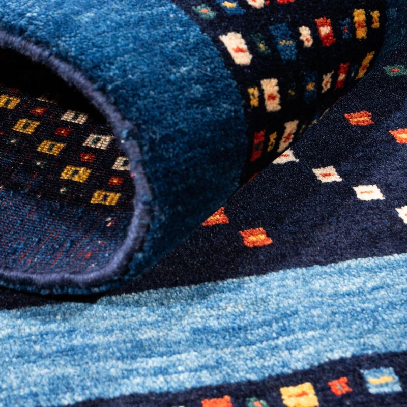 Gabbeh Persisch Teppich 100x150cm - Perserteppich Wollteppich - blau