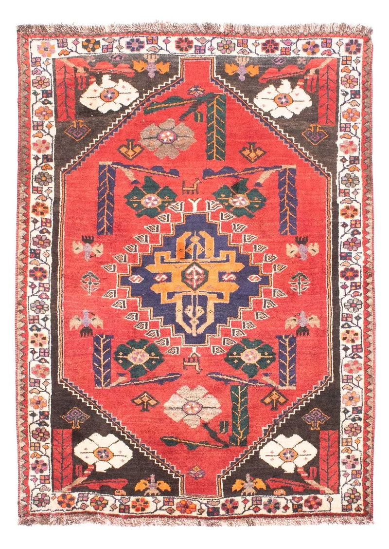 Ghashghai Teppich 110x160cm - Perserteppich - dunkelrot