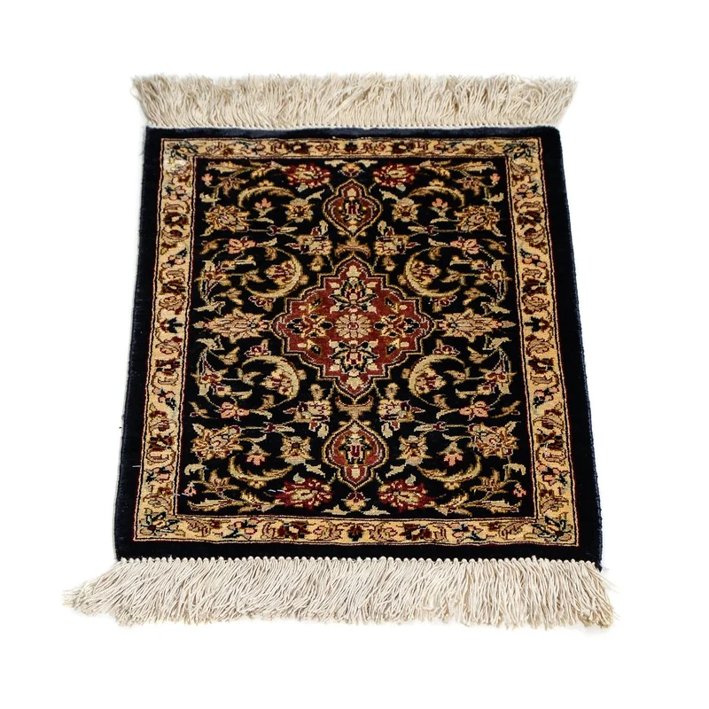 Ghom - Seide Teppich 28x41cm - Perserteppich - dunkelblau