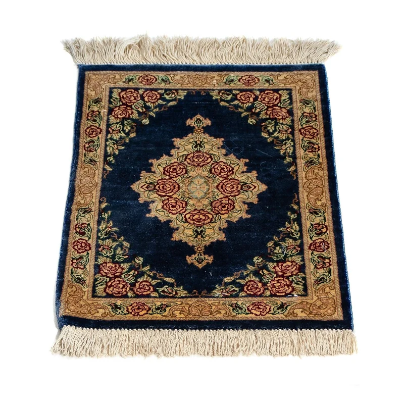 Ghom - Seide Teppich 28x40cm - Perserteppich - dunkelblau