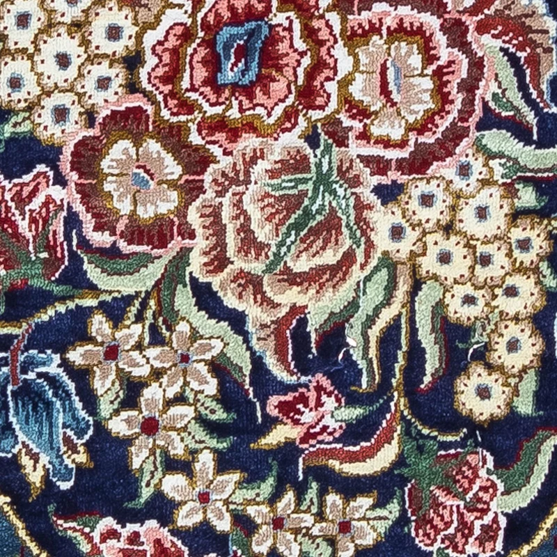 Ghom - Seide Teppich 28x40cm - Perserteppich - dunkelblau