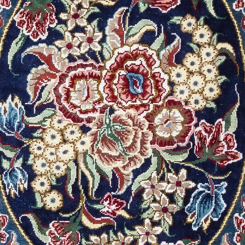 Ghom - Seide Teppich 28x40cm - Perserteppich - dunkelblau