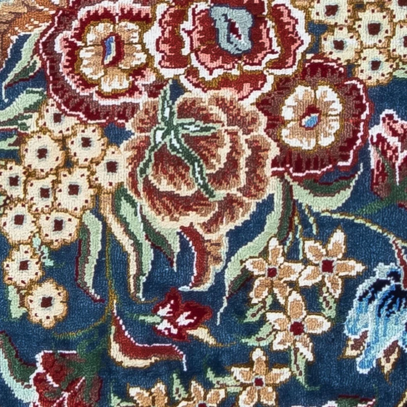 Ghom - Seide Teppich 28x40cm - Perserteppich - dunkelblau