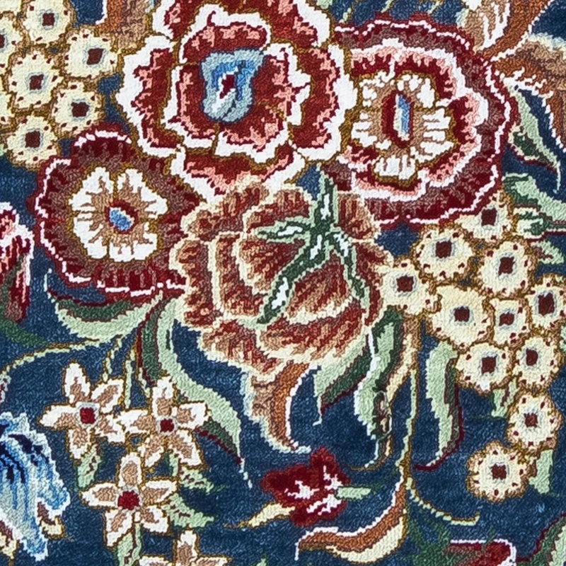 Ghom - Seide Teppich 28x40cm - Perserteppich - dunkelblau