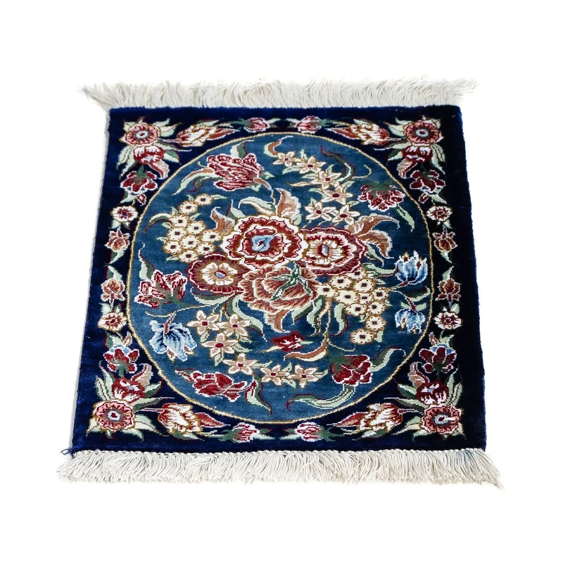 Ghom - Seide Teppich 28x40cm - Perserteppich - dunkelblau