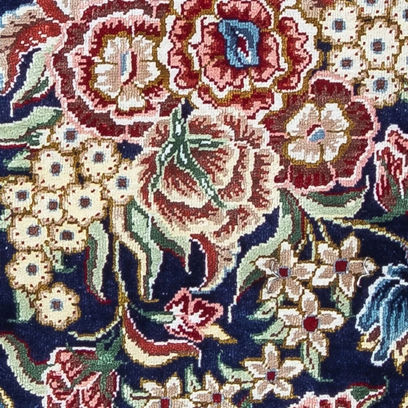 Ghom - Seide Teppich 28x40cm - Perserteppich - dunkelblau
