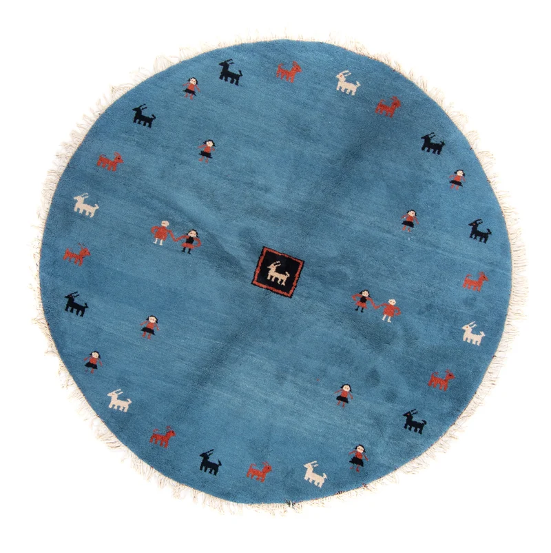 Gabbeh Teppich Indus 195x195cm - Wollteppich - blau
