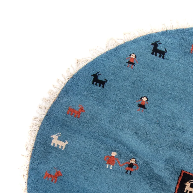 Gabbeh Teppich Indus 195x195cm - Wollteppich - blau