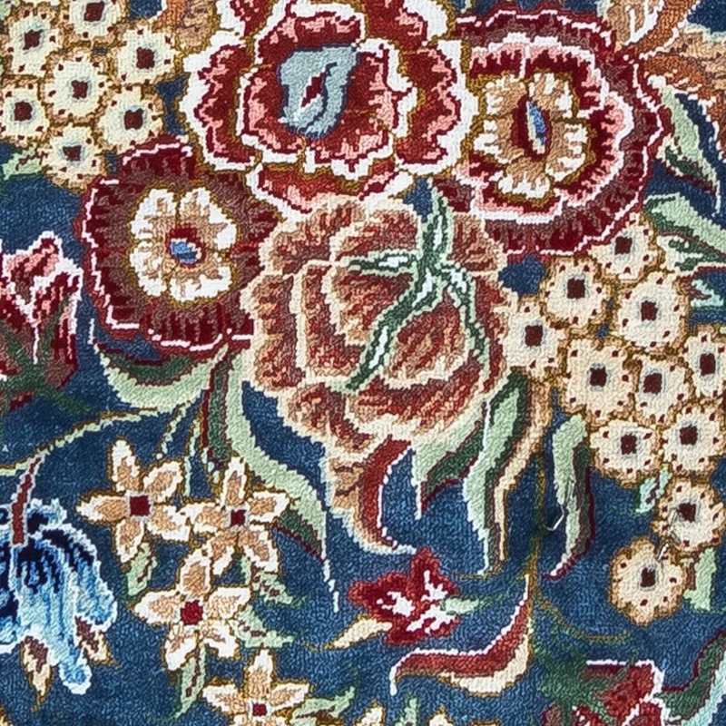 Ghom - Seide Teppich 28x40cm - Perserteppich - dunkelblau