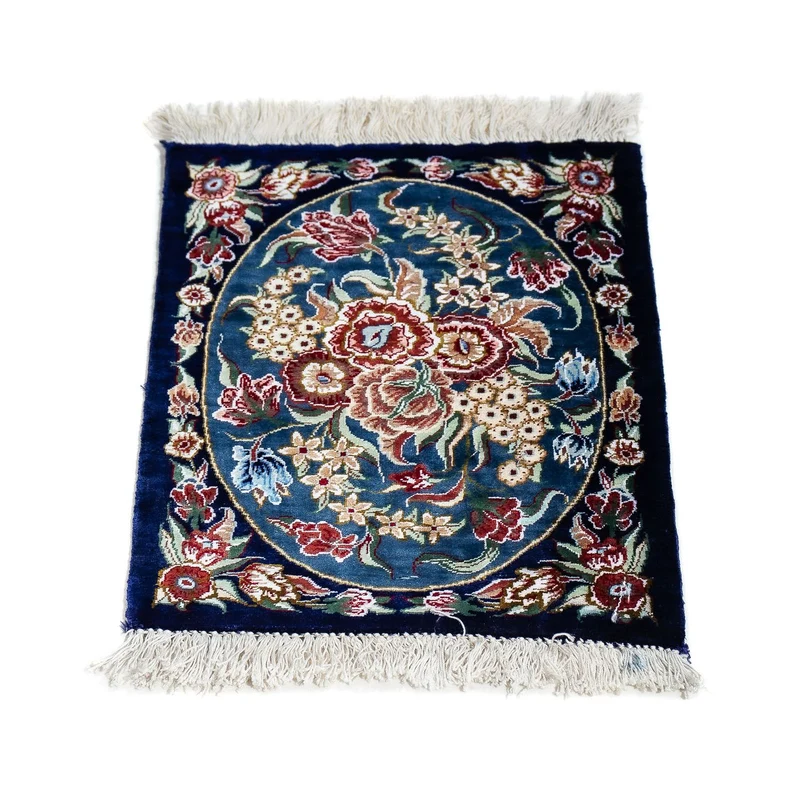 Ghom - Seide Teppich 28x40cm - Perserteppich - dunkelblau