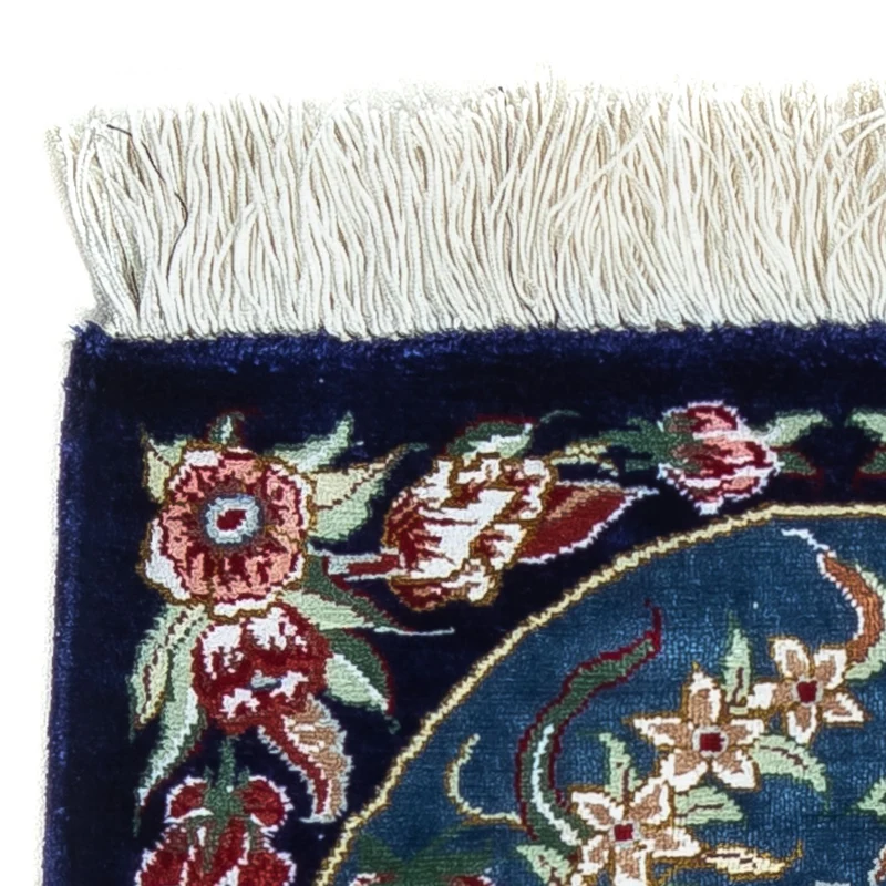 Ghom - Seide Teppich 28x40cm - Perserteppich - dunkelblau