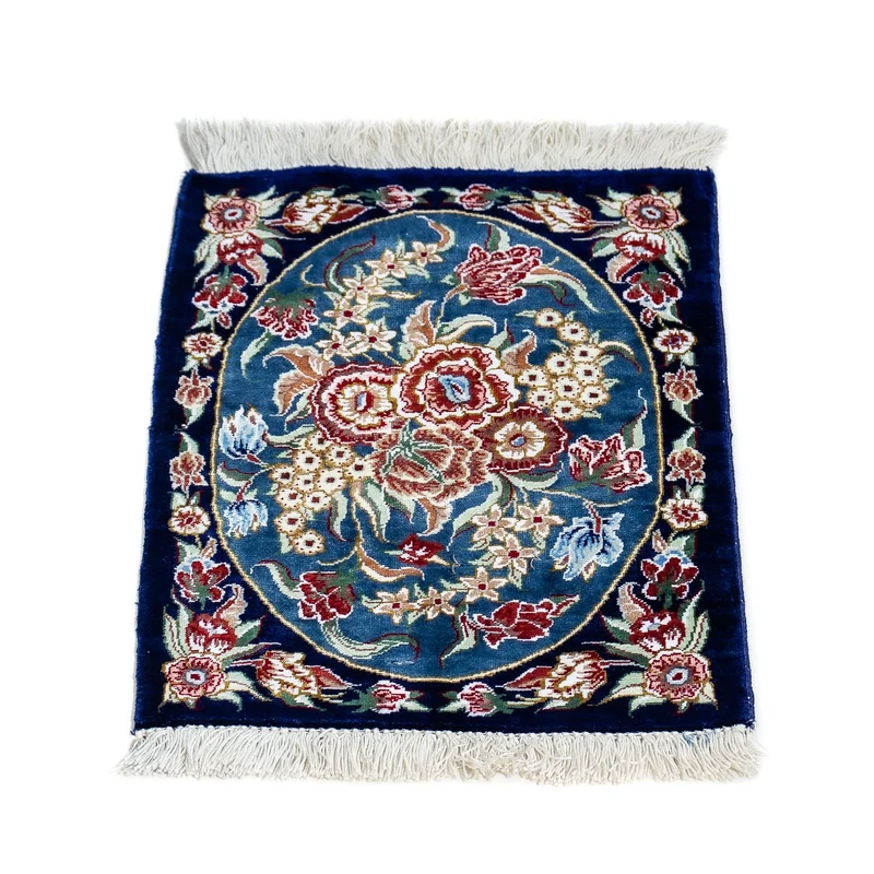 Ghom - Seide Teppich 28x40cm - Perserteppich - dunkelblau