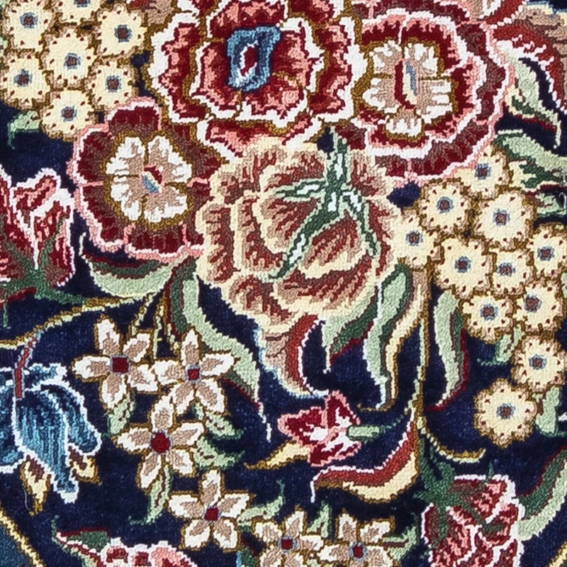 Ghom - Seide Teppich 28x40cm - Perserteppich - dunkelblau
