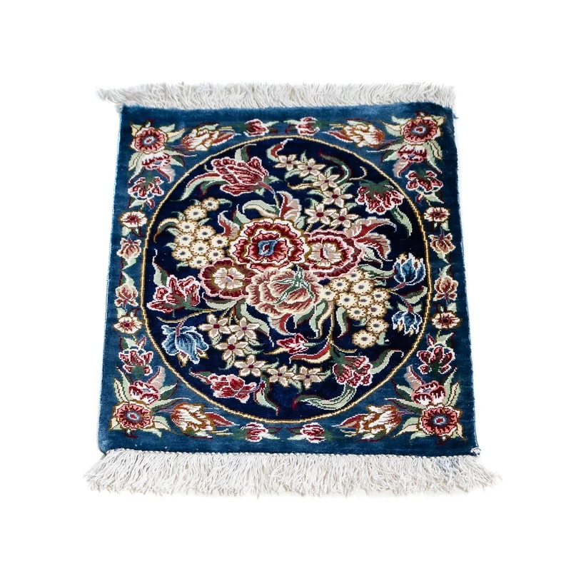 Ghom - Seide Teppich 28x40cm - Perserteppich - dunkelblau