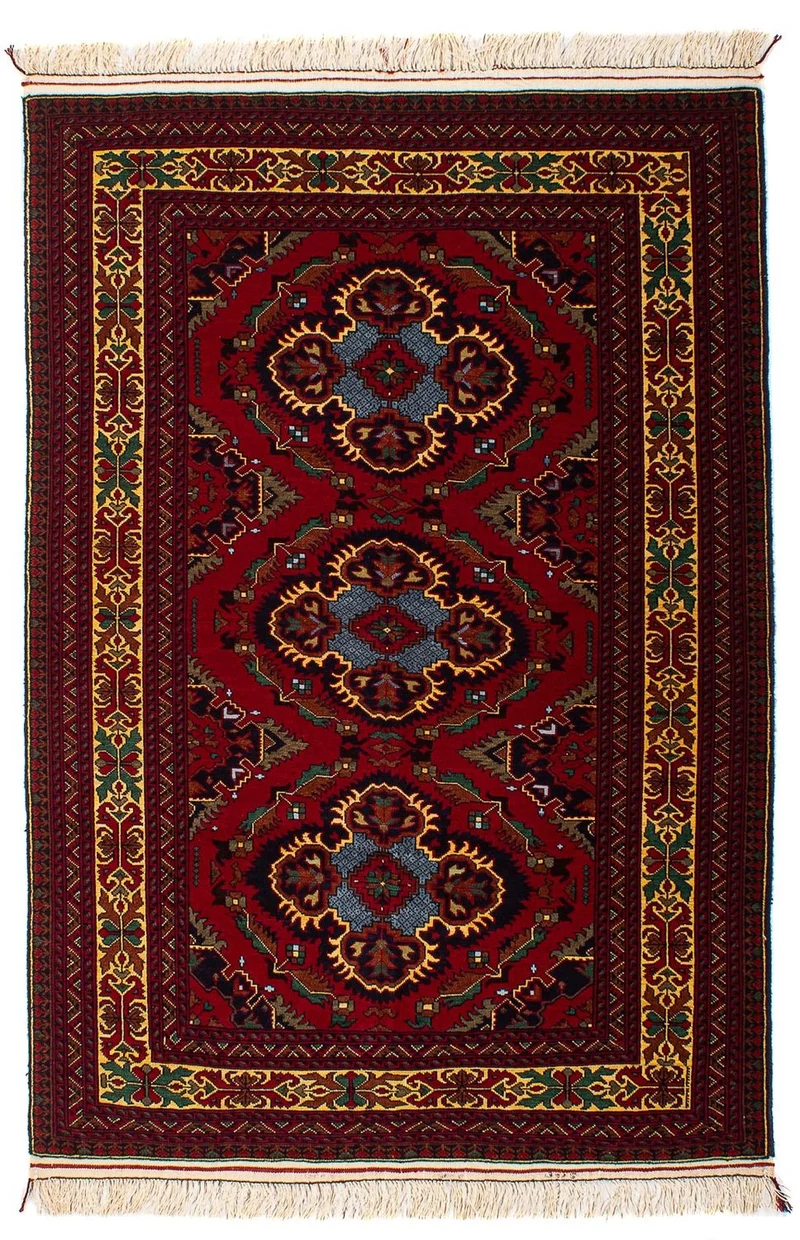 Afghan Teppich 93x145cm - Orientteppich - dunkelrot