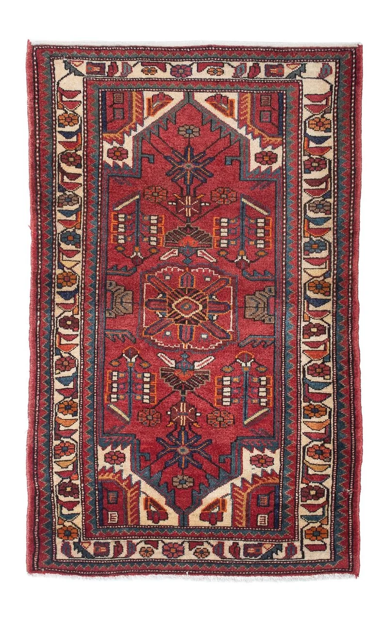 Hamadan Teppich 92x145cm - Perserteppich - rot