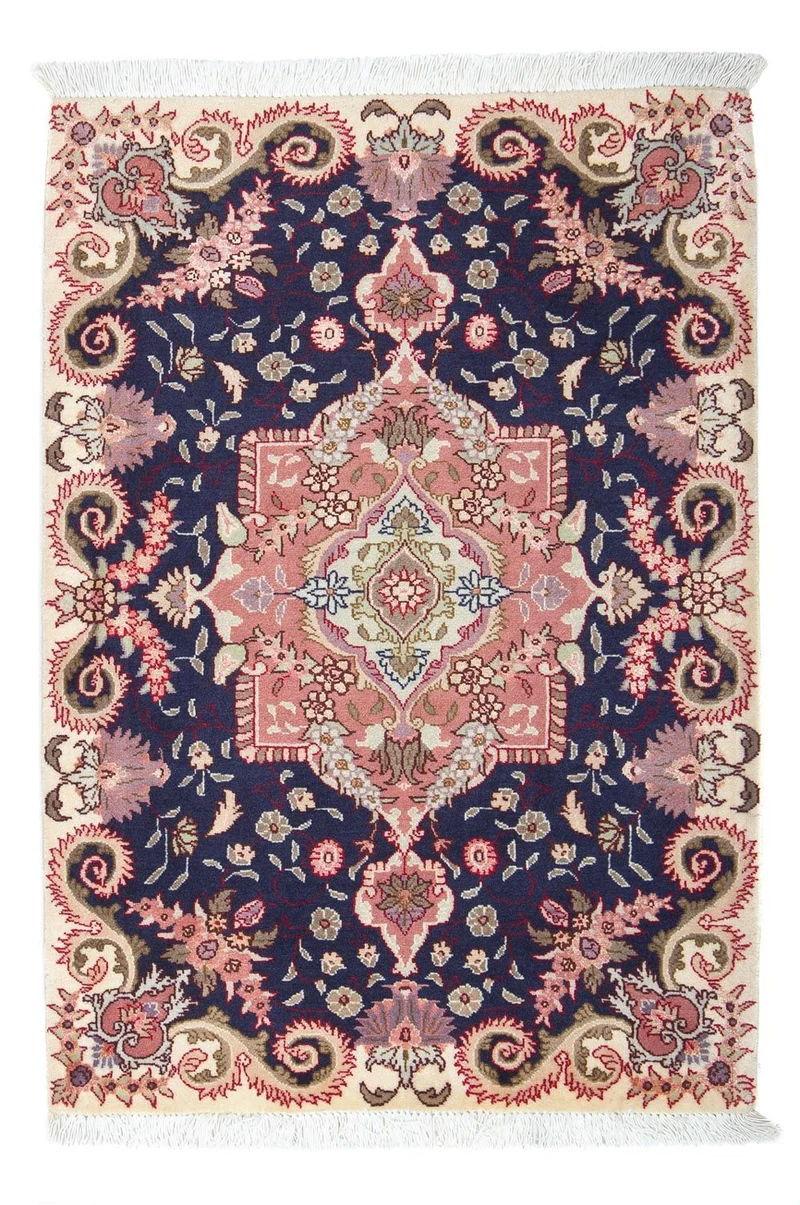 Täbriz - 50 Raj Teppich 60x90cm - Perserteppich - dunkelblau