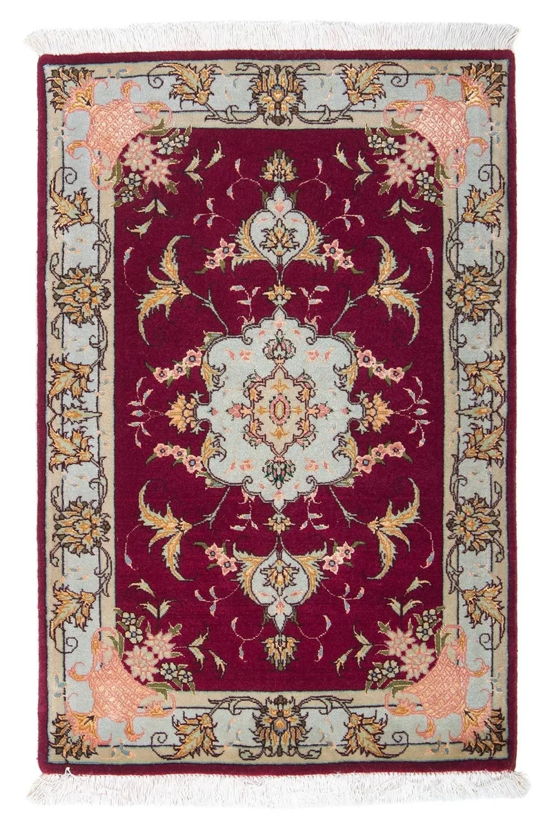 Täbriz - 50 Raj Teppich 60x90cm - Perserteppich - dunkelrot